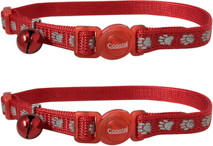 Seguro para gatos reflectante, color rojo w/huellas, 2 - unidades - BESTMASCOTA.COM