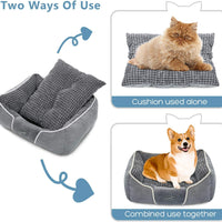 Cama para perro, lavable a máquina, lujosa cama rectangular con suave cojín desmontable para mascotas pequeñas y medianas - BESTMASCOTA.COM