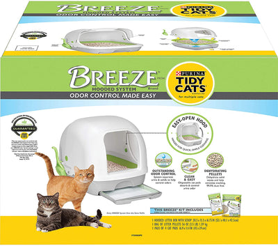 Purina Tidy Cats Breeze Hooded System Starter Kit Cat Litter Box, Litter Pellets & Pads - BESTMASCOTA.COM
