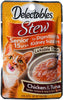 Delectables Stew Senior 15 + Pollo y atún con licencia para gato Bisque Senior 15 años + Lickable Wet Cat Treats. Dos sabores, 3 bolsas de cada sabor. Paquete variado de 6 unidades en total. - BESTMASCOTA.COM