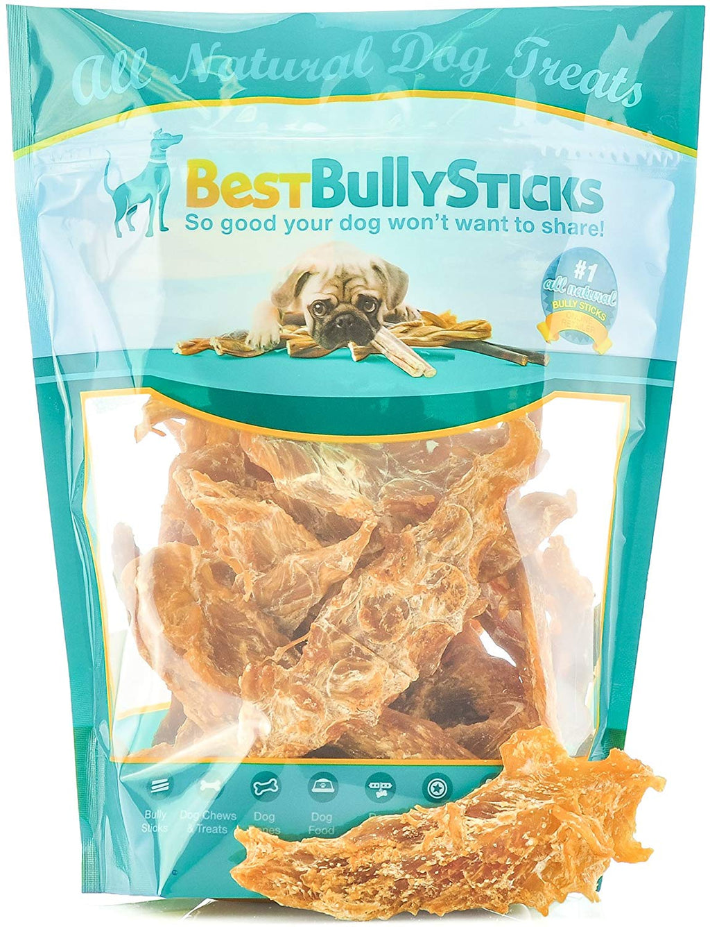 Premium USA Chicken Jerky Dog Treats por Best Bully Sticks (bolsa de 8 oz). Fabricado en Estados Unidos, todo natural, pechugas de pollo cocidas al horno sin aditivos, hormonas o químicos insalubres. Aprobado por USDA/FDA - BESTMASCOTA.COM