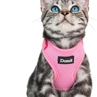 DCSUIT Cat Harness Leash Set - Escape Proof Safety Pink Cute Small Dog Soft Mesh Breathable Full Body Vest Harness,Adjustable Comfort Fit for Puppy/Kittens/Rabbits/Small Animals Easy Walking Outside - BESTMASCOTA.COM