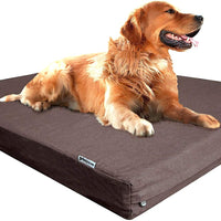 Dogbed4less Cama para perro de espuma viscoelástica prémium, ortopédica, forro impermeable, funda de tela vaquera duradera lavable y funda exterior de segunda calidad, 7 tamaños, color marrón - BESTMASCOTA.COM