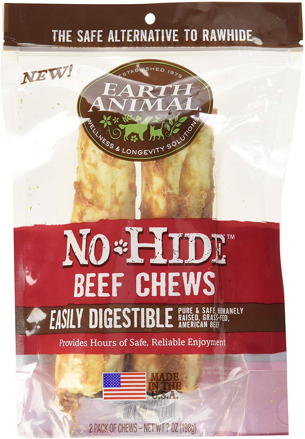 Masticables de carne de vacuno Earth Animal sin ocultar, 7.0 in cada uno - BESTMASCOTA.COM