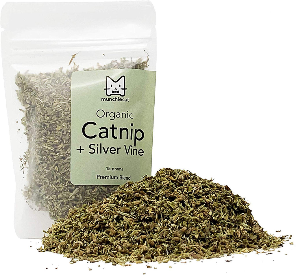 Munchiecat - Cenefa orgánica con plata, crecida, hojas y flores, mezcla premium - BESTMASCOTA.COM