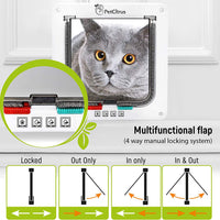 PetCitrus - Puertas para puerta de gato (cierre de 4 vías, para interior y exterior, para interiores, pared, ventana, puerta magnética a prueba de agua y oscilante, compatible con gatos grandes, Kitty, perros pequeños) - BESTMASCOTA.COM