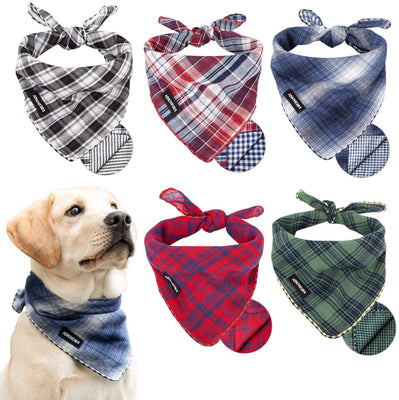 IOKHEIRA - Bandana de búfalo para perro, 5 unidades, doble reversible, para cachorro, tamaño grande, tamaño mediano, bandanas, bufandas de impresión a cuadros, accesorios para perros - BESTMASCOTA.COM