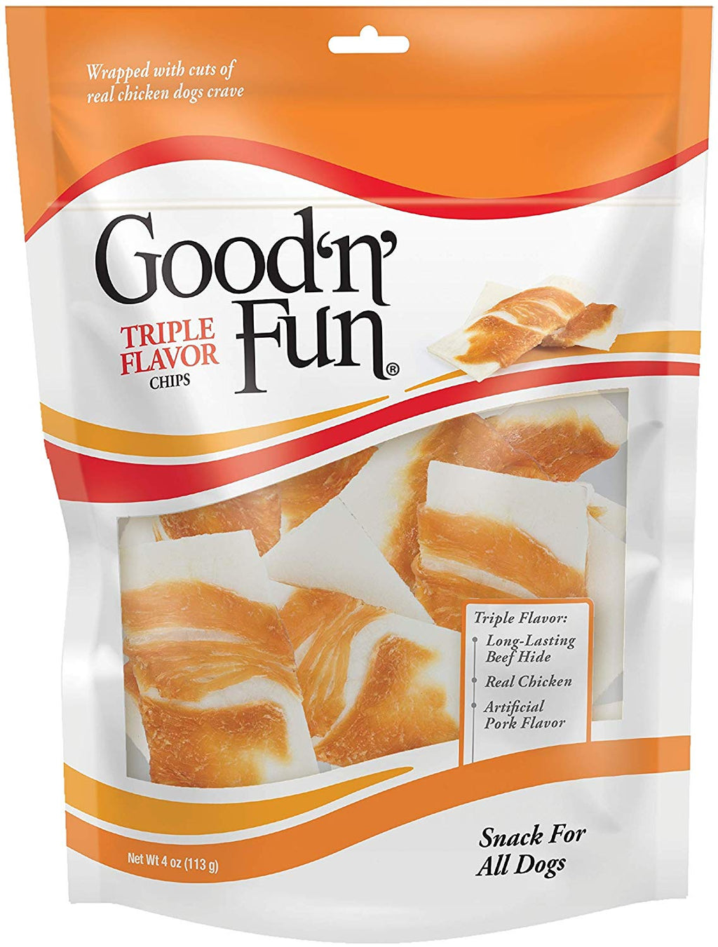 Good'n'Fun - Chips de piel cruda con triple sabor a pollo real - BESTMASCOTA.COM