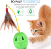 PAWABOO – Juguete para mascotas, jarrón interactivo, jarrón de pelota, para gatos, juguetes, plumas, whirl con contenedor para gatos, verde y amarillo - BESTMASCOTA.COM