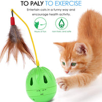 PAWABOO – Juguete para mascotas, jarrón interactivo, jarrón de pelota, para gatos, juguetes, plumas, whirl con contenedor para gatos, verde y amarillo - BESTMASCOTA.COM