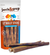 Jack & Pup 12 pulgadas Premium Grado libre de olor grueso Bully Sticks Dog Treats 12 pulgadas de largo todo natural Gourmet Dog Treat Chews Fresh and Savory Beef Sabor – Trato de larga duración - BESTMASCOTA.COM