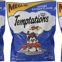 Whiskas 3 paquetes de salmón sabroso Temptations Cat Treats, 6.3 onzas cada uno, baja en calorías - BESTMASCOTA.COM
