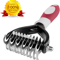 LUKACY Peine desengrasante, cepillo desengrasante para remover pelaje de perro, herramienta para rastrillo para gatos, pequeños caniches de pelo largo, gran cobertura, herramientas de aseo para mascotas en V de 2 lados - BESTMASCOTA.COM
