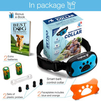 DogRook - Collar de corteza humano, sin choque, acción sin control remoto, modos de vibración y cuidado del sonido, para razas de perros pequeñas, medianas y grandes, sin daño, control de vibración reflectante - BESTMASCOTA.COM