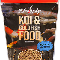 Blue Ridge - Pellets de comida para pescado, fórmula de crecimiento de peces dorados y Koi, mini pellet flotante de 1/8 pulgadas, dieta equilibrada - BESTMASCOTA.COM