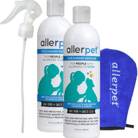 Allerpet - Eliminador de caspa para perros, botella de 12 onzas + aplicador de guante para mascotas para aplicar fácilmente la solución a tu mascota, científicamente probado para un alivio eficaz de alergias para perros, fabricado en Estados Unidos - BESTMASCOTA.COM