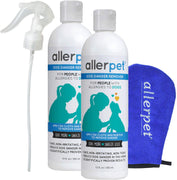 Allerpet - Eliminador de caspa para perros, botella de 12 onzas + aplicador de guante para mascotas para aplicar fácilmente la solución a tu mascota, científicamente probado para un alivio eficaz de alergias para perros, fabricado en Estados Unidos - BESTMASCOTA.COM