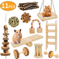 AK KYC Hamster Toys 11 Pack Guinea Pig Wooden Chinchilla Bunny Chews Toys Natural Molar Wooden for Teeth - BESTMASCOTA.COM