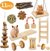 AK KYC Hamster Toys 11 Pack Guinea Pig Wooden Chinchilla Bunny Chews Toys Natural Molar Wooden for Teeth - BESTMASCOTA.COM