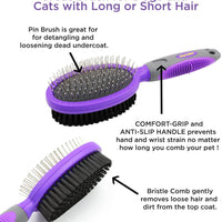 Hertzko – Brocha de cerdas y alfileres de doble cara para perros y gatos con pelo largo o corto – cerdas densas que eliminan el pelo suelto de la capa superior y peine de pines que elimina los enredos y la capa inferior muerta - BESTMASCOTA.COM