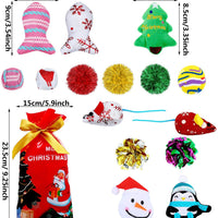 Gejoy - 16 juguetes de Navidad para gatos y perros, regalo con coloridas bolas arrugadas, forma de ratón, almohada y patrones de campana, almacenados en la bolsa - BESTMASCOTA.COM