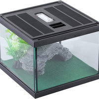 Glass Tank Spider Box Kit for Tarantula Feeder Insects Beetle Amphibians Terrarium Small pet,Washable mat,Resin Rock Shape Hideout, Artificial Flower - BESTMASCOTA.COM