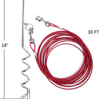 Perro corbata Fuera Cable y Estaca 30 ft al aire última intervensión, Patio y Camping, para pequeñas y medianas perros hasta 60 libras, 16" Juego, 30 ft Cable - BESTMASCOTA.COM