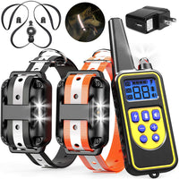 Veckle Collar de entrenamiento para perro, collar de choque recargable de 2600 pies para 2 perros, collar de choque impermeable con mando a distancia, luz LED, pitido, cargador, collar electrónico de vibración para perros grandes y medianos - BESTMASCOTA.COM