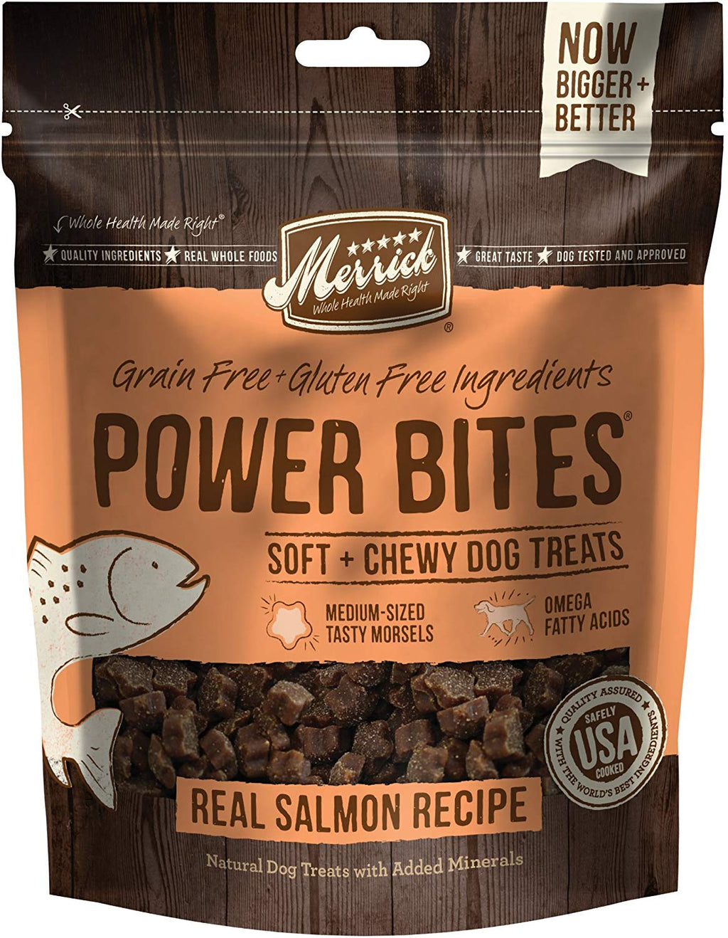 Merrick Power Bites Real Salmon Dog Treats - BESTMASCOTA.COM