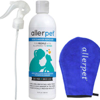 Allerpet - Eliminador de caspa para perros, botella de 12 onzas + aplicador de guante para mascotas para aplicar fácilmente la solución a tu mascota, científicamente probado para un alivio eficaz de alergias para perros, fabricado en Estados Unidos - BESTMASCOTA.COM