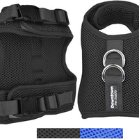Downtown - Chaleco para mascotas con arnés y correa combinados con funciones de seguridad añadidas para que sea resistente a la deformación de gatos pequeños, medianos, grandes y pequeños (disponible en azul y negro) - BESTMASCOTA.COM