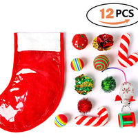 Highland Farms Set de regalo de Navidad para gatos – Relleno de juguete para gatos – Pack de 12 paquetes de juguetes para cesta de fiesta - BESTMASCOTA.COM