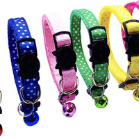PACCOMFET 6 piezas de collares de gato rompedor ajustable colorido nailon seguridad mascota collar impreso punto de onda con campanas - BESTMASCOTA.COM