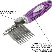 Herramienta de cepillo para rastrillo de pelo para mascotas con cuchillas largas de seguridad de 2.5 in para desenredar el pelo de la capa inferior estereada o anudada. - BESTMASCOTA.COM