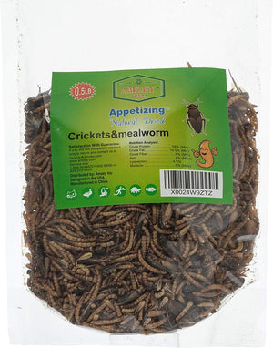 Aperitivos gusanos de comida con cricket seco natural (8oz) 100% natural sin OMG, alimentos para dragones panados, reptiles, pollo, pescado, patos, aves silvestres, tortugas, hámsteres, peces y erizos - BESTMASCOTA.COM