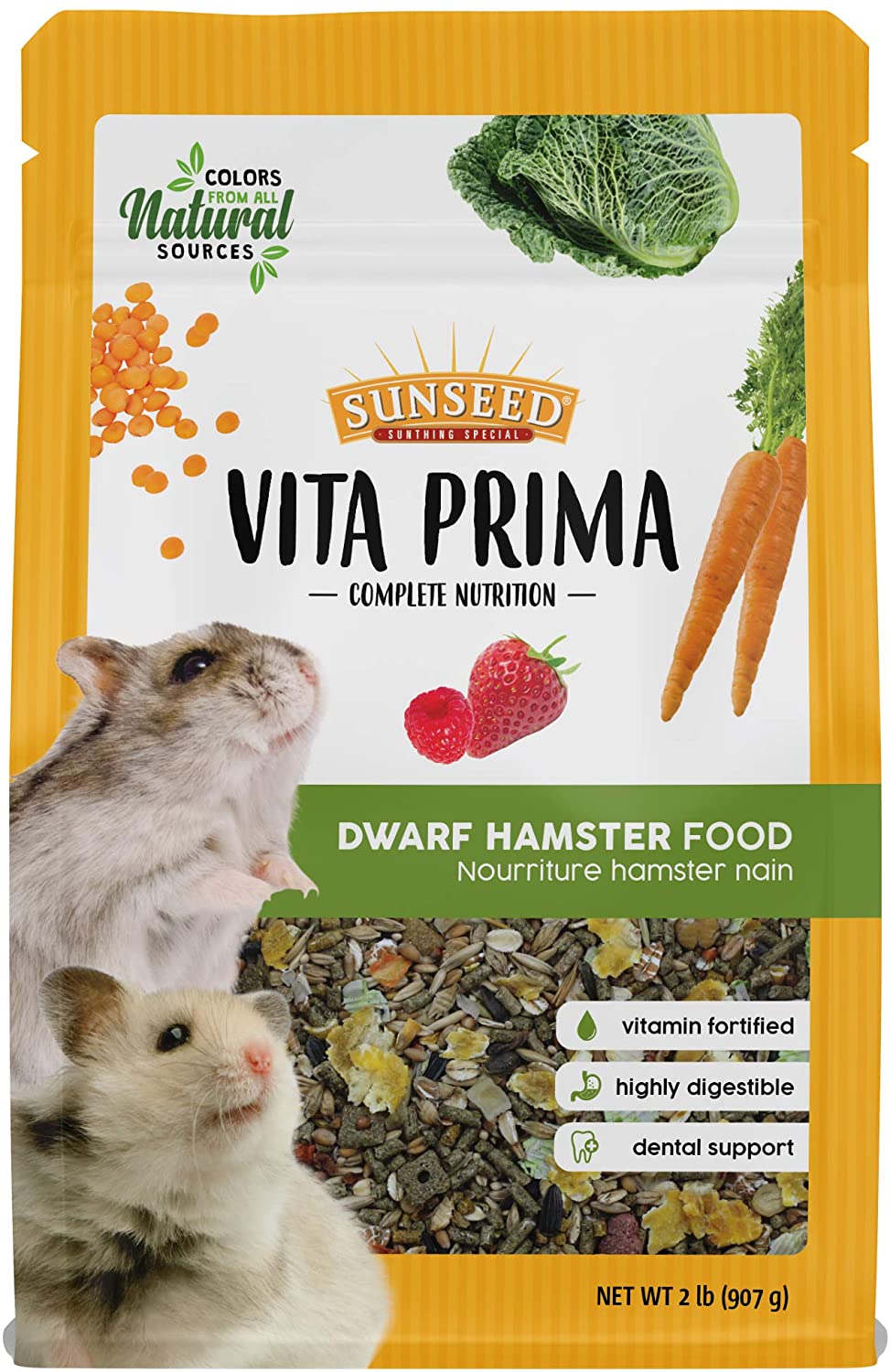 Sunseed Vita Prima - Alimento para hámster enano, 2 libras - BESTMASCOTA.COM