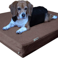 Dogbed4less Cama para perro de espuma viscoelástica prémium, ortopédica, forro impermeable, funda de tela vaquera duradera lavable y funda exterior de segunda calidad, 7 tamaños, color marrón - BESTMASCOTA.COM