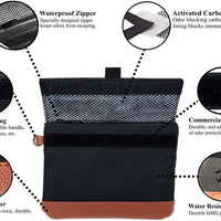 Bolsa a prueba de olores, 7.0 x 6.0 in, con piel vegana, forro de carbono, doble sellado, elegante cremallera impermeable, elimina olores fuertes, probado para perros - BESTMASCOTA.COM