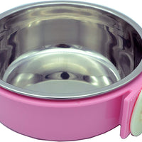 RUBYHOME Comedero para perros, cuenco de agua para mascotas, cuenco de plástico 2 en 1 y cuenco de acero inoxidable, cuenco extraíble para colgar gatos, conejos, pájaros, comida, cuenco perfecto para cajas y jaulas - BESTMASCOTA.COM