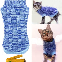 Wiz BBQT suéter casual elegante para gato con cuello de tortuga de punto, ropa de abrigo con collar para gatos mascotas - BESTMASCOTA.COM