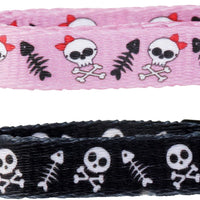 BoomBone - Collar para gato, diseño de calavera, con campana, paquete de 2 collares seguros para cachorros de Halloween - BESTMASCOTA.COM
