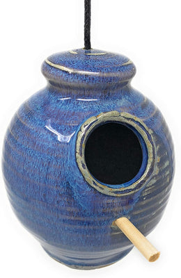 Chickadee gres mano Thrown Pottery – Comedero para pájaros con percha de ropa de gres Anthony disponible en blanco, azul real, verde azulado, azul francés, azul lavanda y Butternut., Azul French - BESTMASCOTA.COM