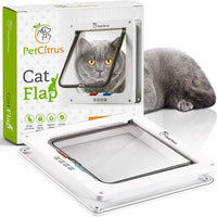 PetCitrus - Puertas para puerta de gato (cierre de 4 vías, para interior y exterior, para interiores, pared, ventana, puerta magnética a prueba de agua y oscilante, compatible con gatos grandes, Kitty, perros pequeños) - BESTMASCOTA.COM