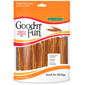 Good 'n' Fun Triple Sabor Ribs de cuero crudo, para perros con pollo premium - BESTMASCOTA.COM