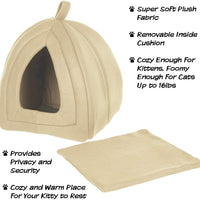 PETMAKER (Tano) Cama para mascotas de gato, Igloo- Suave interior cubierta tienda / casa para gatos, gatitos y mascotas pequeñas con cojín extraíble - BESTMASCOTA.COM