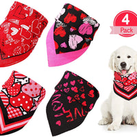 SATINIOR - 4 pañuelos de algodón para perros y gatos, diseño de corazón, lavable en triángulo - BESTMASCOTA.COM