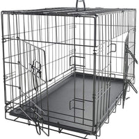Jaula de metal plegable de doble puerta para perros, jaula de alambre con separador y bandeja para entrenamiento de mascotas, modelo de 2019 recién diseñado - BESTMASCOTA.COM