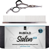 RUBOLD Juego de tijeras profesionales de aseo para perros, punta redondeada de acero inoxidable, tijeras afiladas y duraderas con peine de aseo para mascotas en kit – las mejores herramientas para recortar cada perro y gato salon - BESTMASCOTA.COM