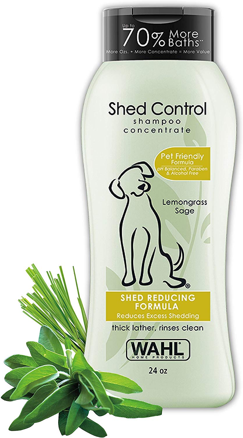 Wahl Shed Control Champú para mascotas para derrames de animales y caspa – Limoncillo, salvia, avena y aloe para pelaje y piel saludables – 24 oz - BESTMASCOTA.COM