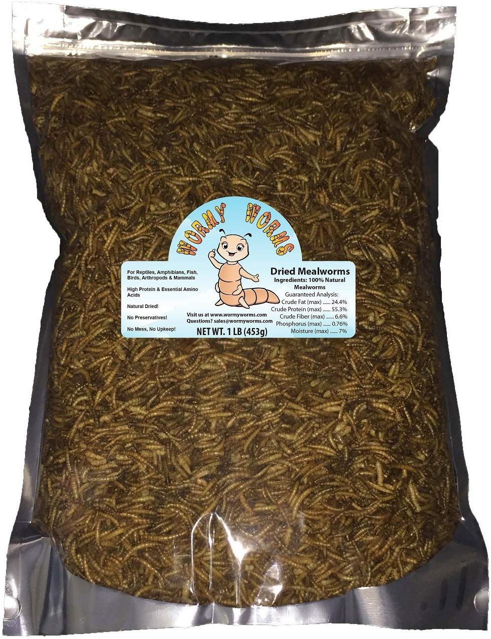 Gusanos de comida secos y 50 gusanos libres para reptiles, peces, pájaros, pollos y mamíferos, etc. - BESTMASCOTA.COM